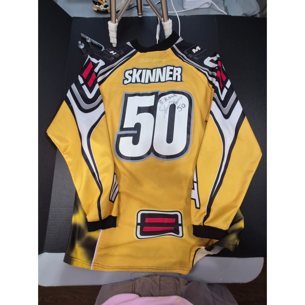 Shift Racing Shaun Skinner 50 Motocross Jersey Mens L Yellow Black Autographed